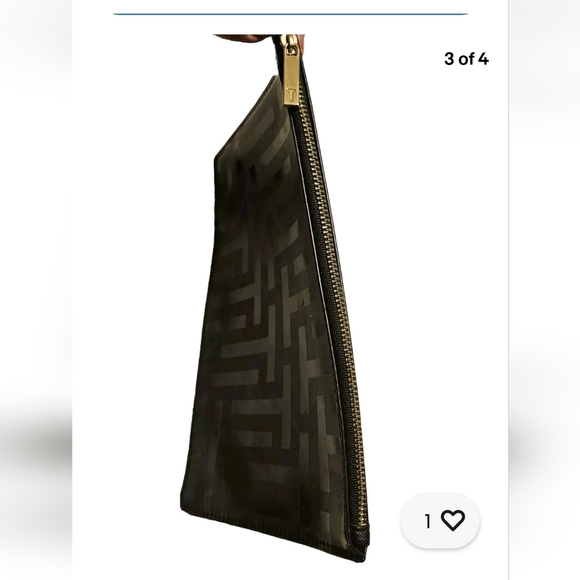 Ted Baker Of London Black Patent Leather Clutch Gold Hardware - Picture 3 of 4